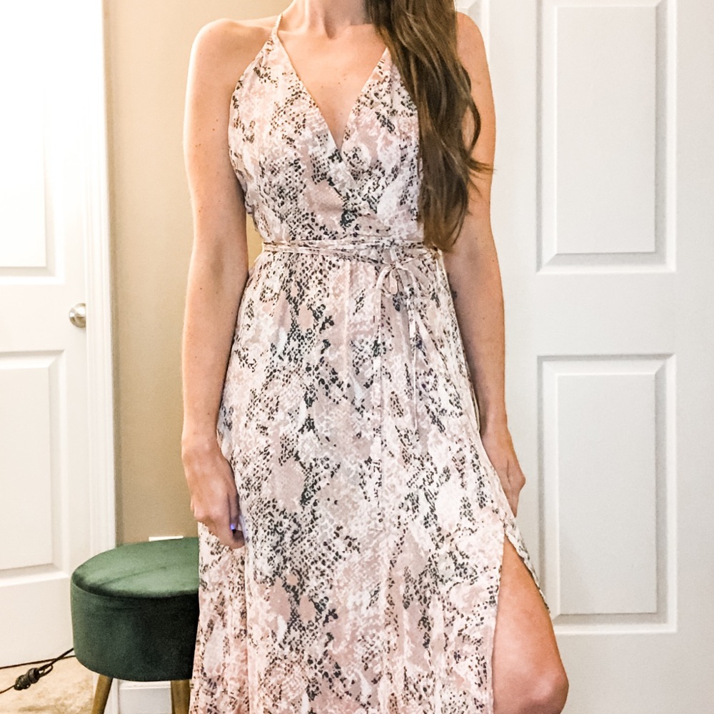 Blush Python Faux Wrap Dress | Small - Picture 5 of 16